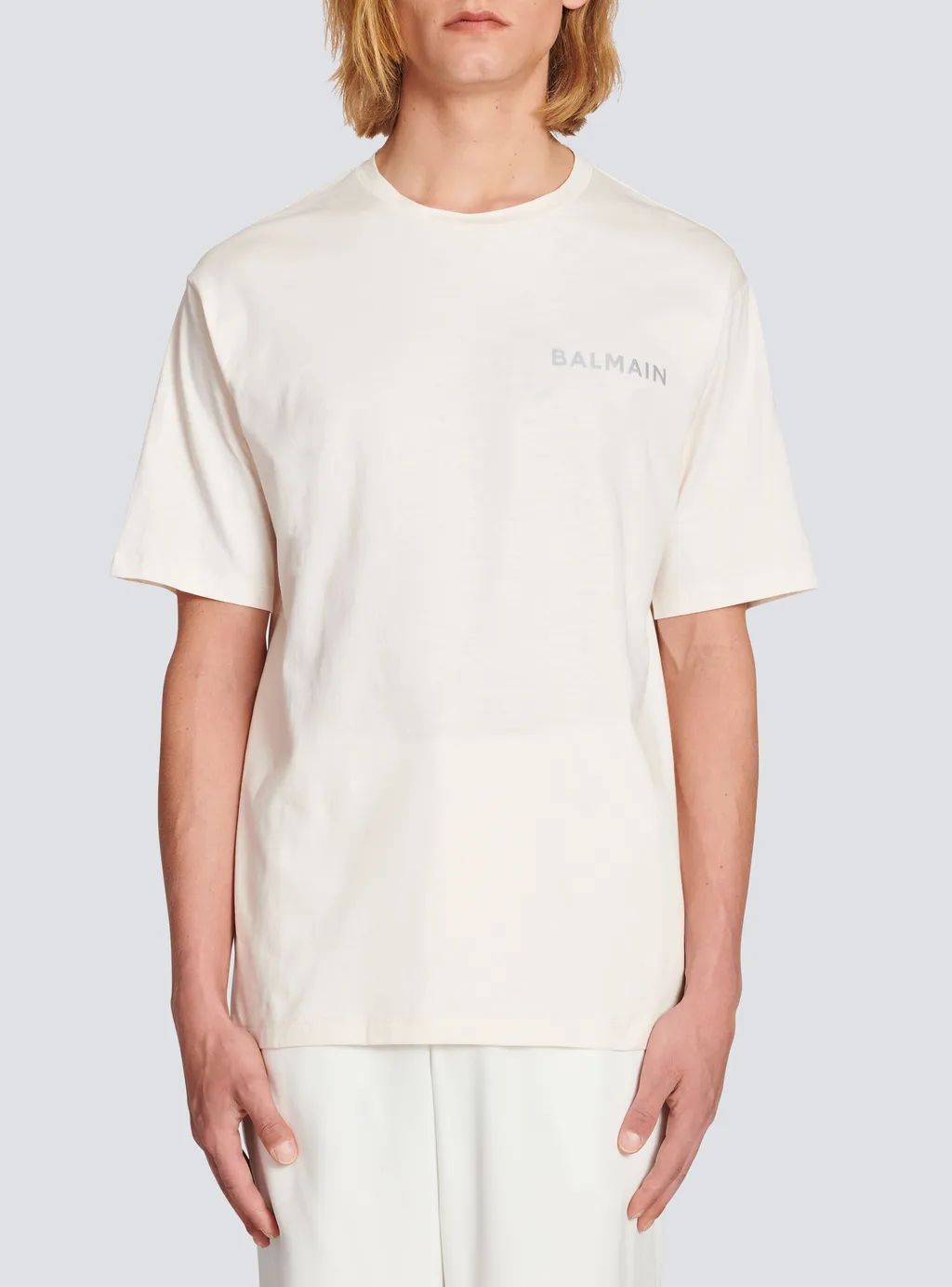Cotton T-Shirt With Small Balmain Paris Logo
