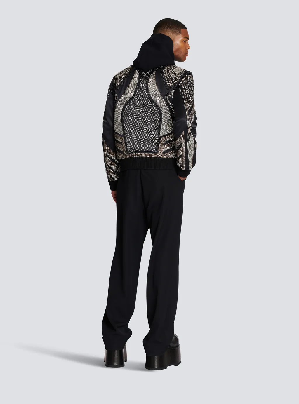 Studded Nylon Bomber Jacket