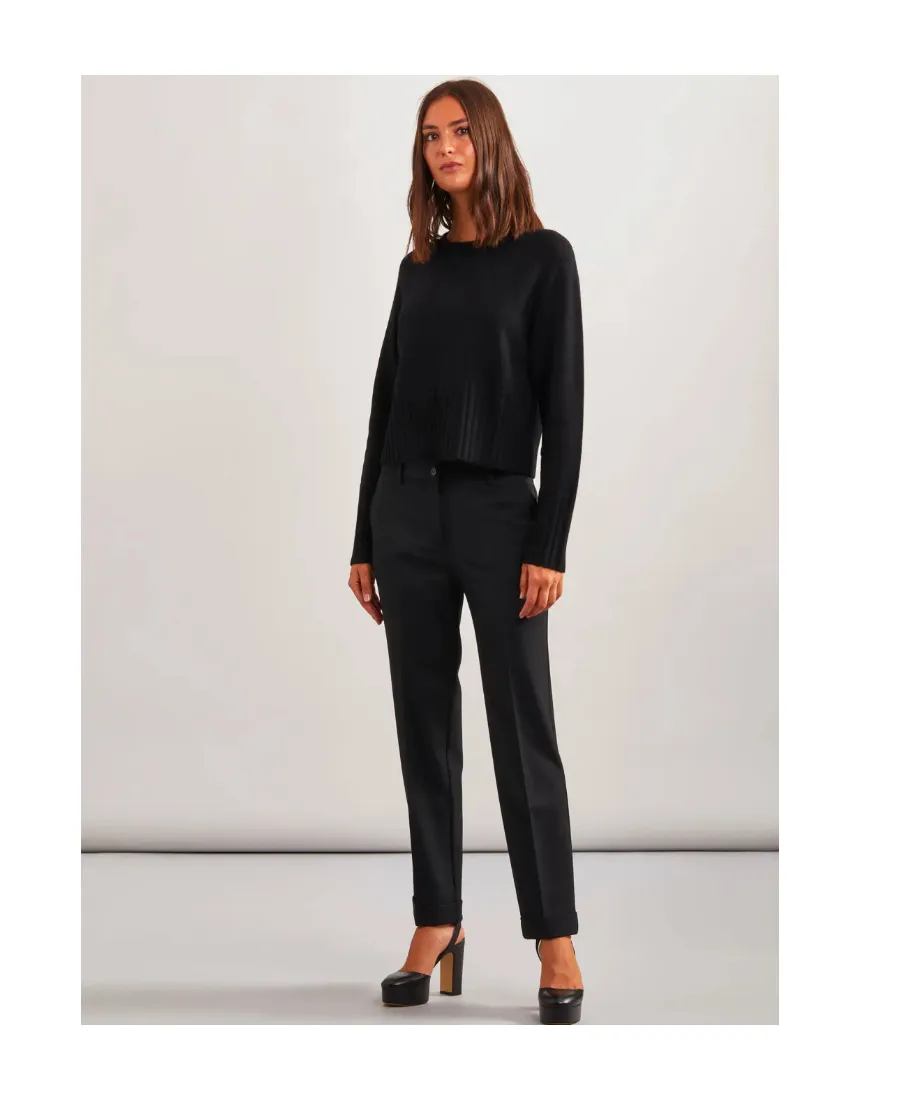 Mid-Rise Tailored Straight Trousers