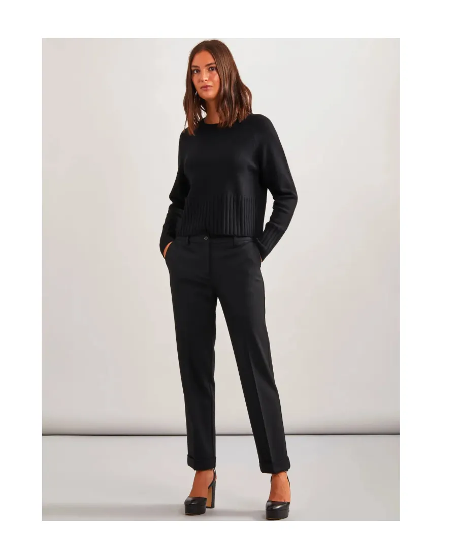 Mid-Rise Tailored Straight Trousers