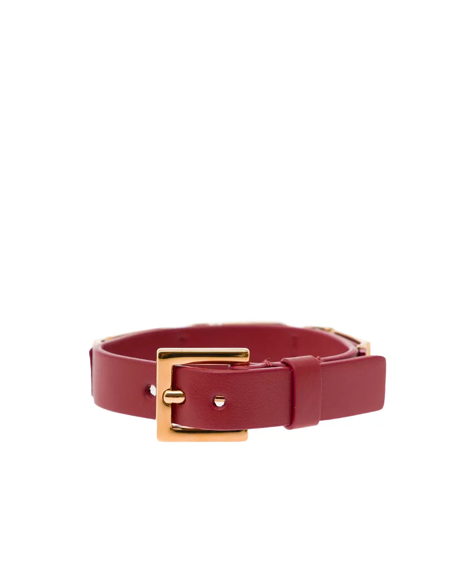 Greca-Charm Leather Bracelet