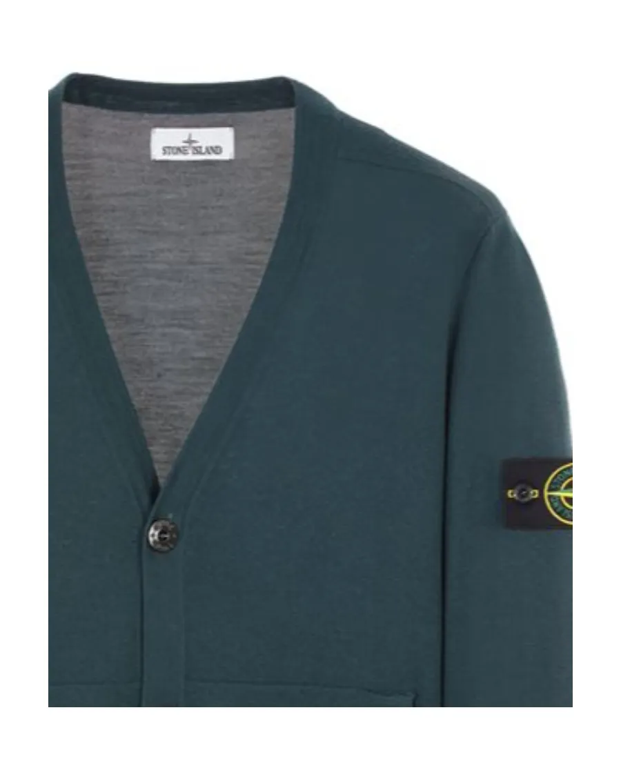 Compass-Patch Wool Cardigan