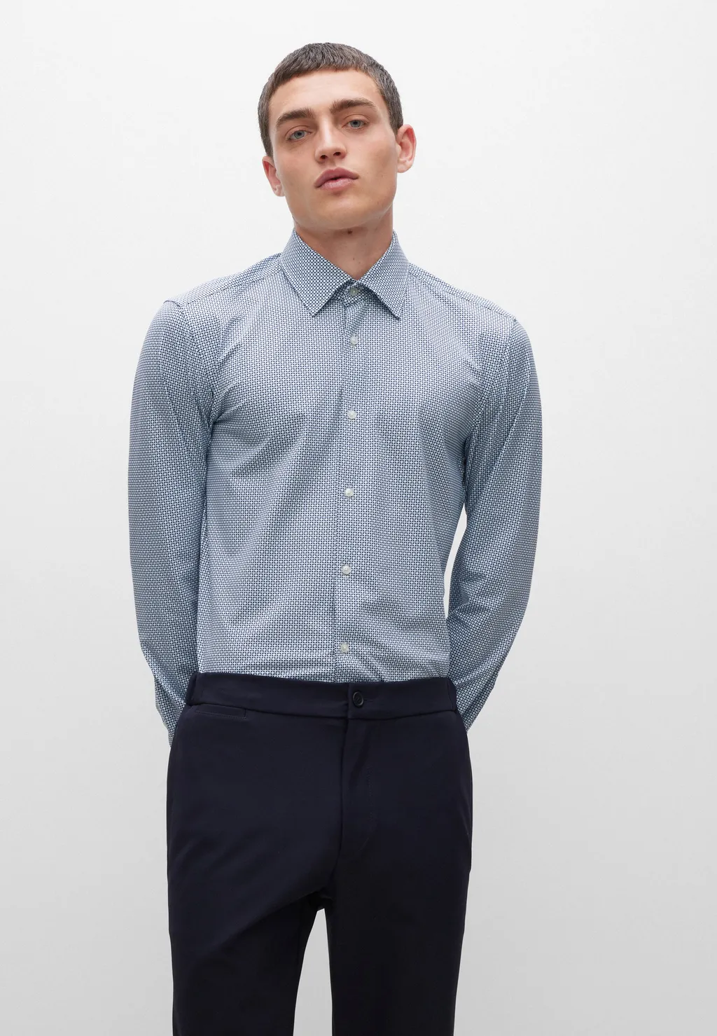 Geometric-Print Long-Sleeve Shirt
