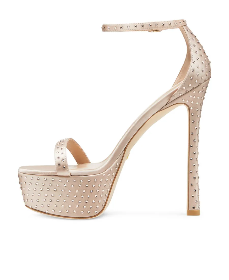 150Mm Rhinestone Platform Sandals