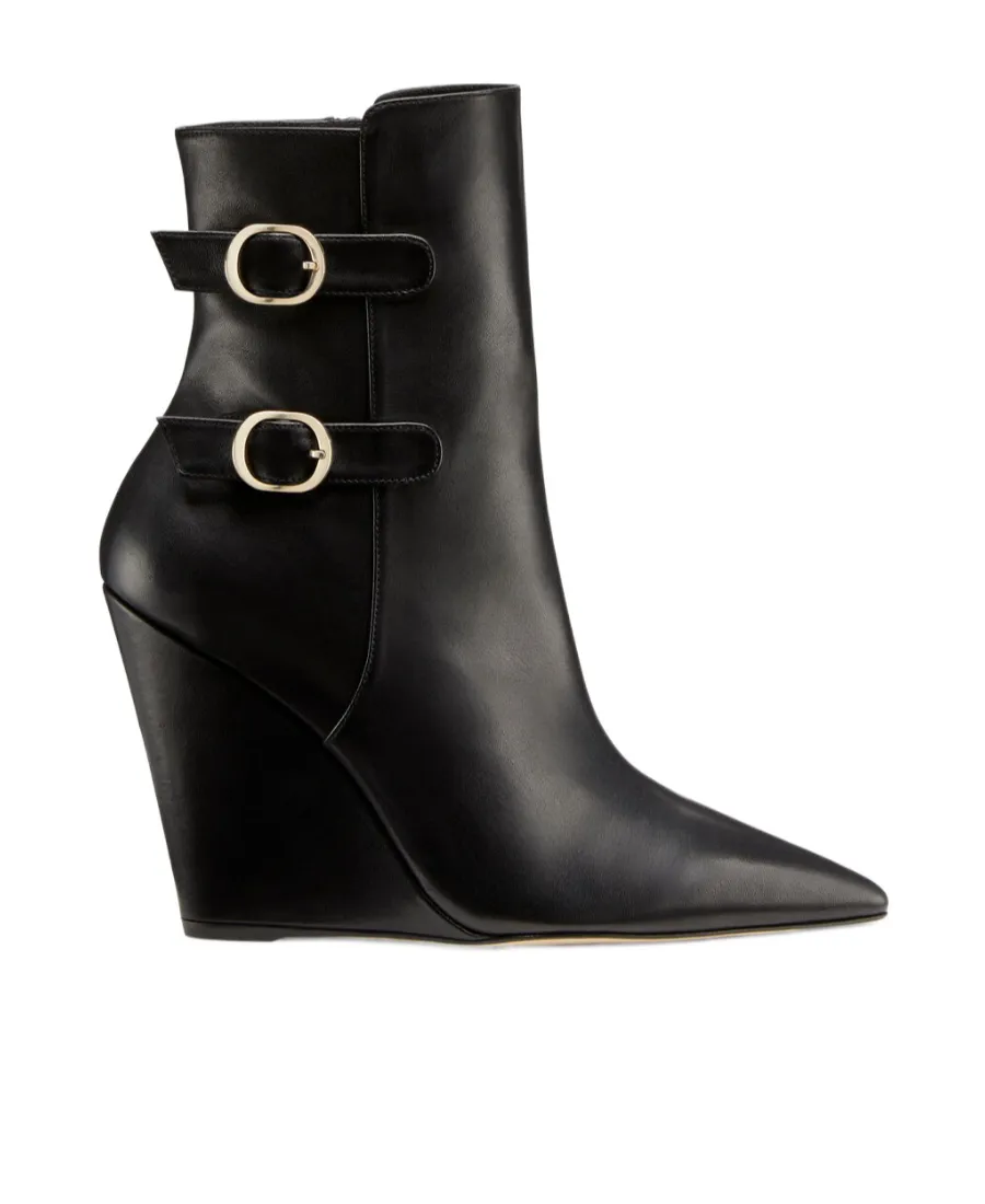 135Mm Pointed Leather Boots