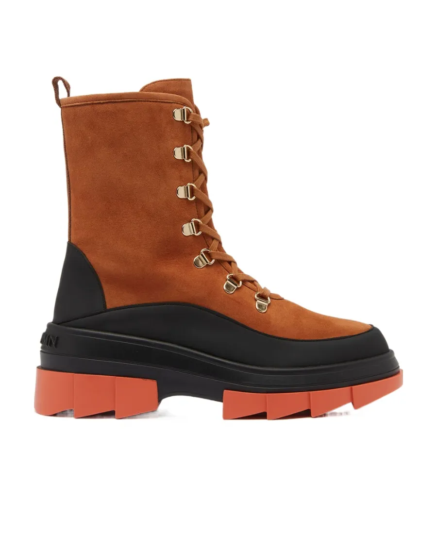 Chunky Lace-Up Suede Boots