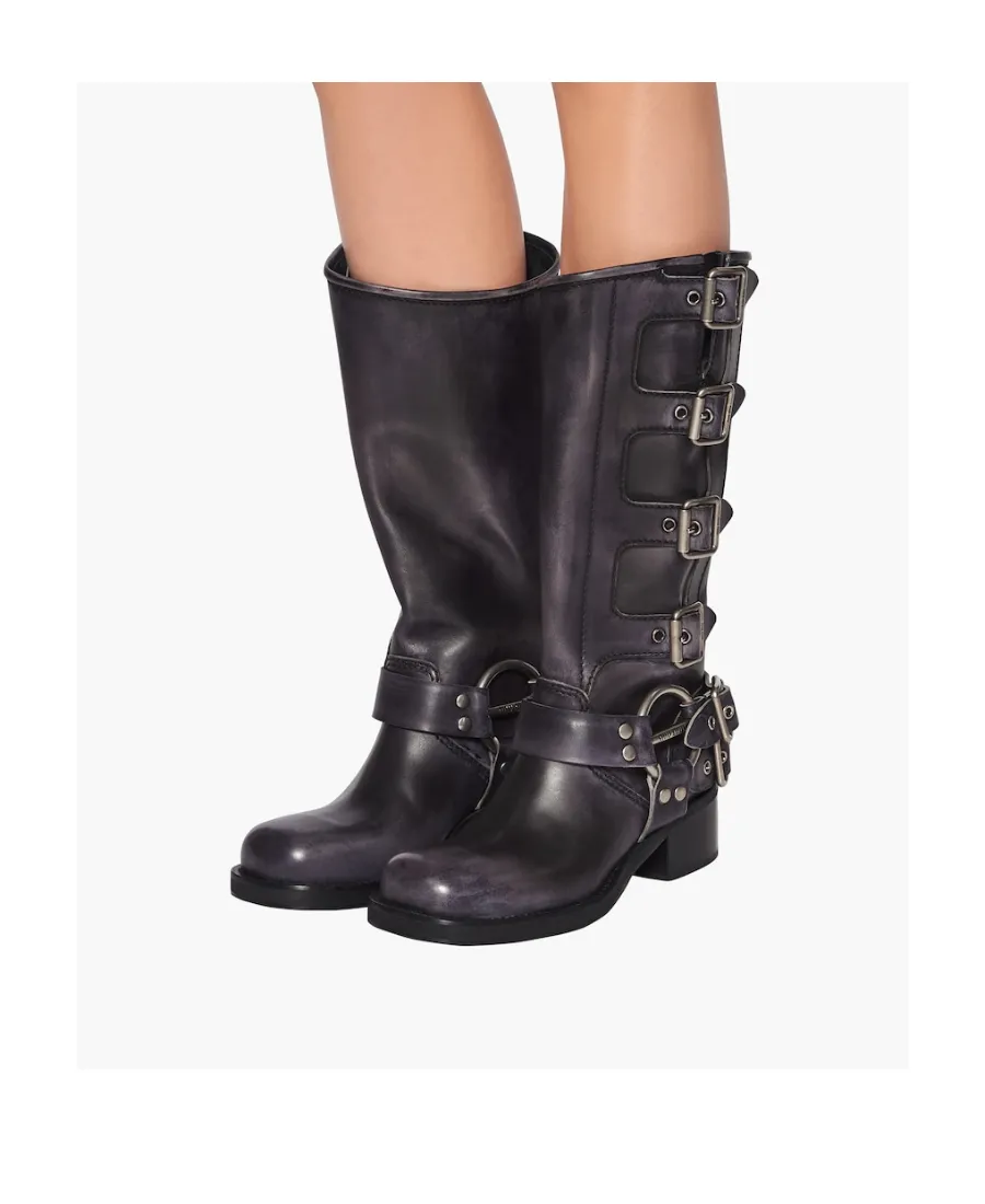 Miu Miu Buckle-Detailed Round Toe Boots