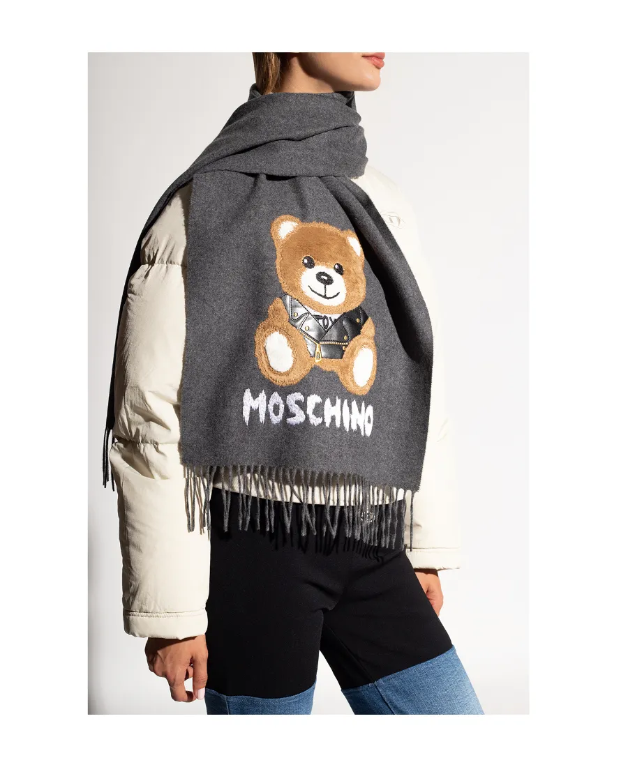 Brushed Logo-Print Fringed Scarf