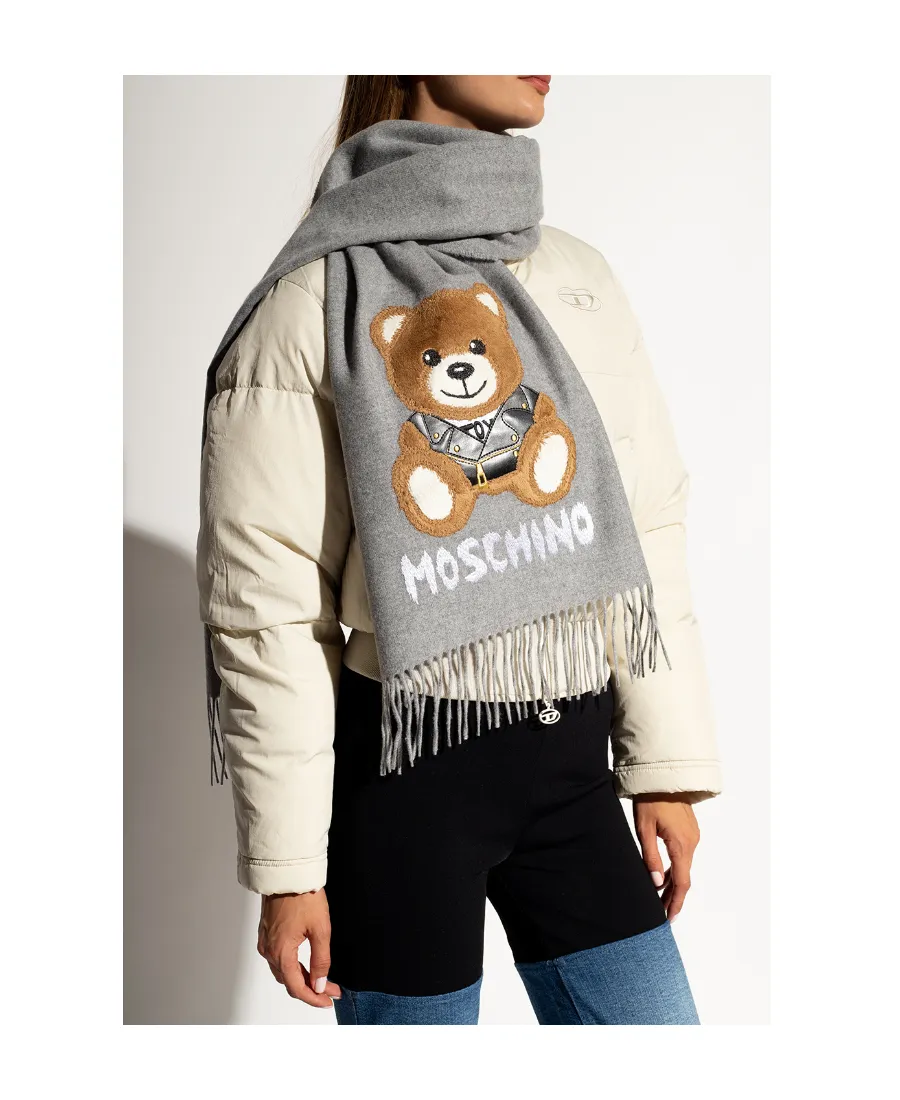 Brushed-Logo Fringed Merino Scarf