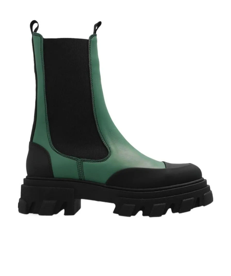Ganni Colour Blocked Round Toe Ankle Boots