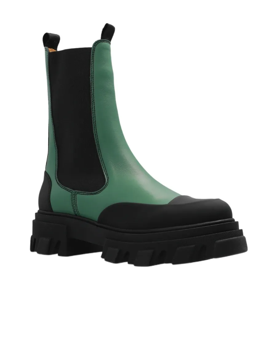 Ganni Colour Blocked Round Toe Ankle Boots
