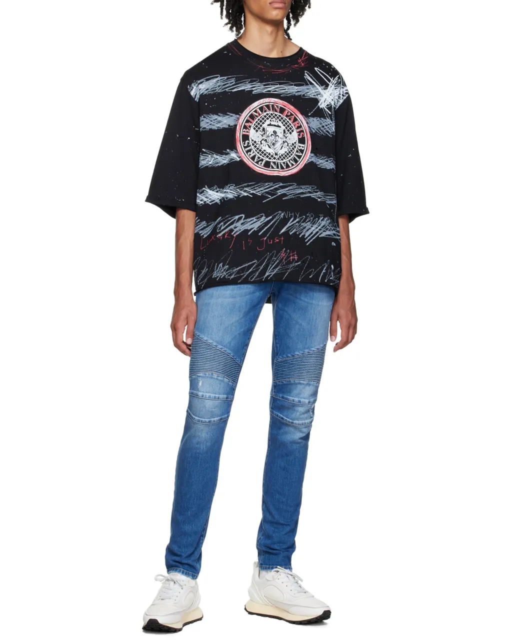 Balmain Panelled Lace-Up Sneakers