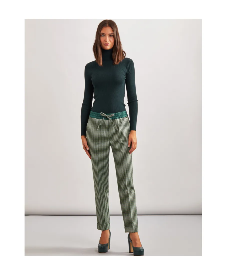Fine-Check Tapered Cropped Trousers