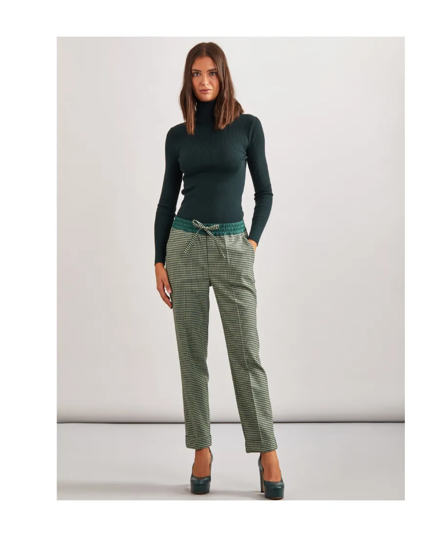 Fine-Check Tapered Cropped Trousers