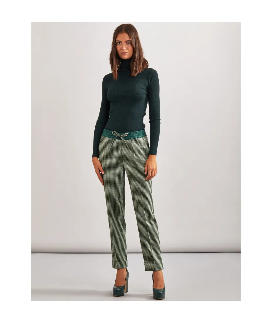 Fine-Check Tapered Cropped Trousers