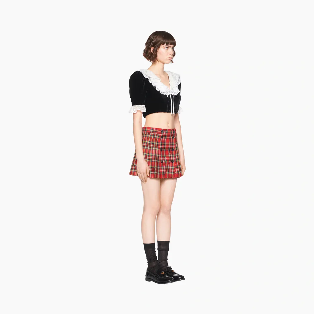 Miu Miu Check Pattern Button-Detailed Skirt