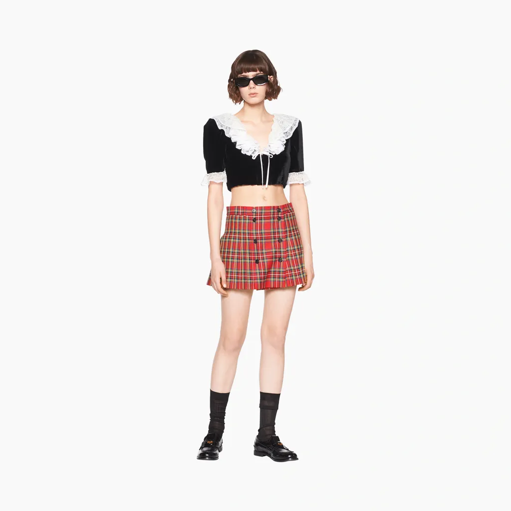 Miu Miu Check Pattern Button-Detailed Skirt