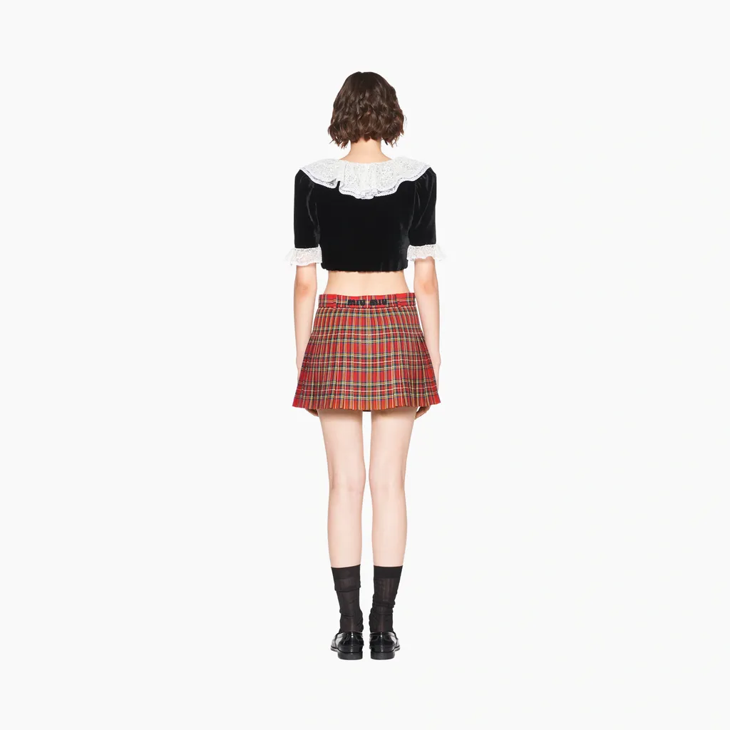 Miu Miu Check Pattern Button-Detailed Skirt
