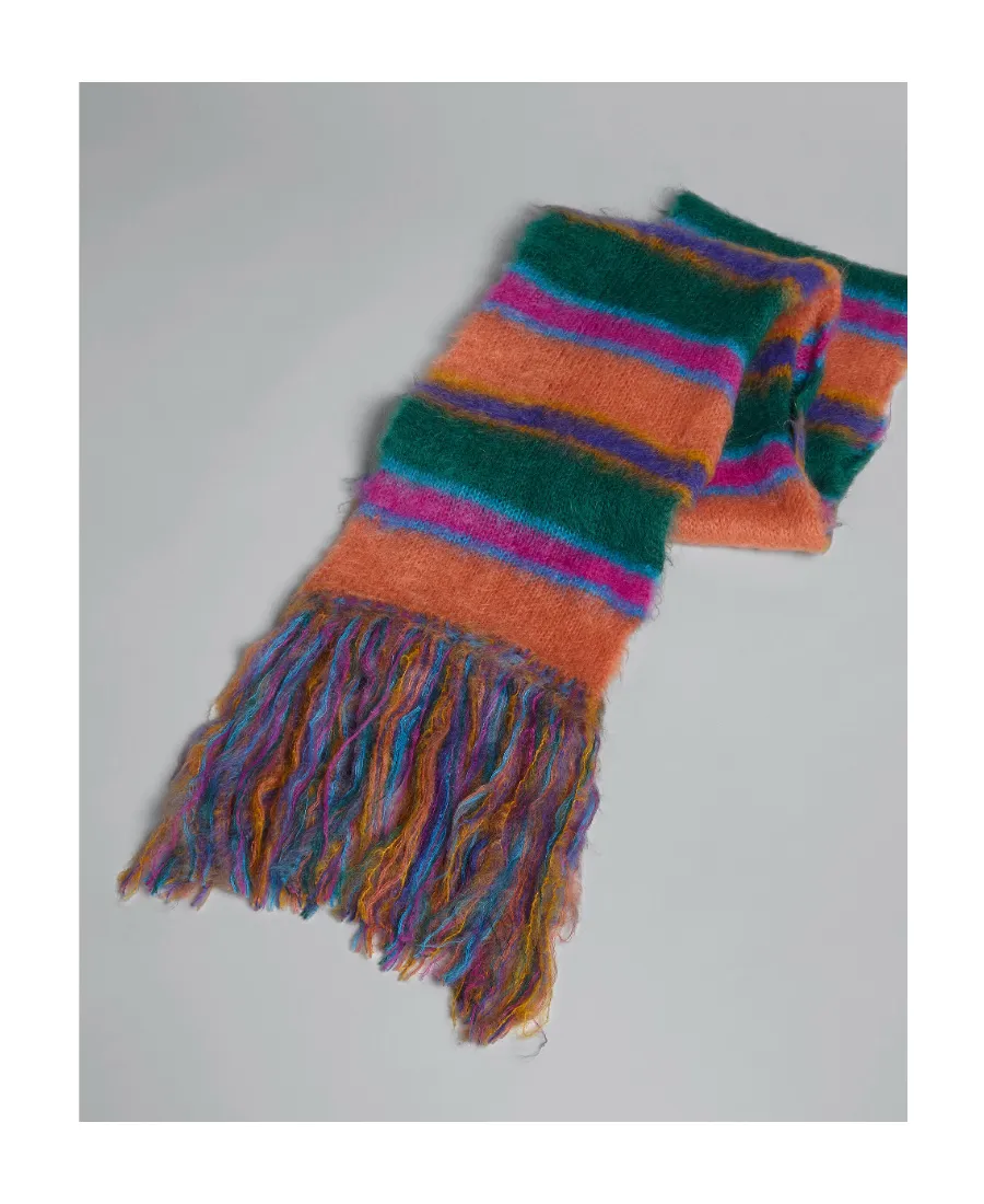 Marni Fringed Striped Scarf