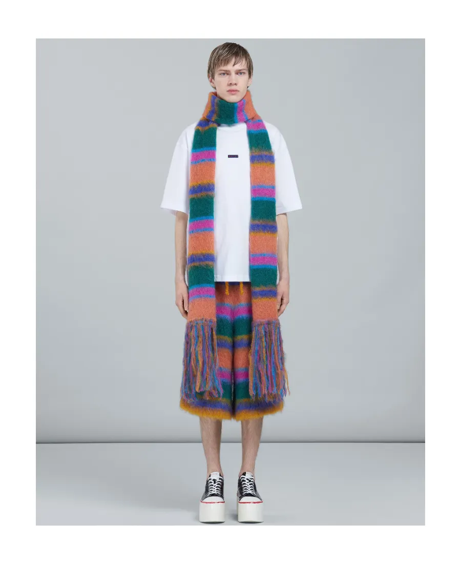 Marni Fringed Striped Scarf