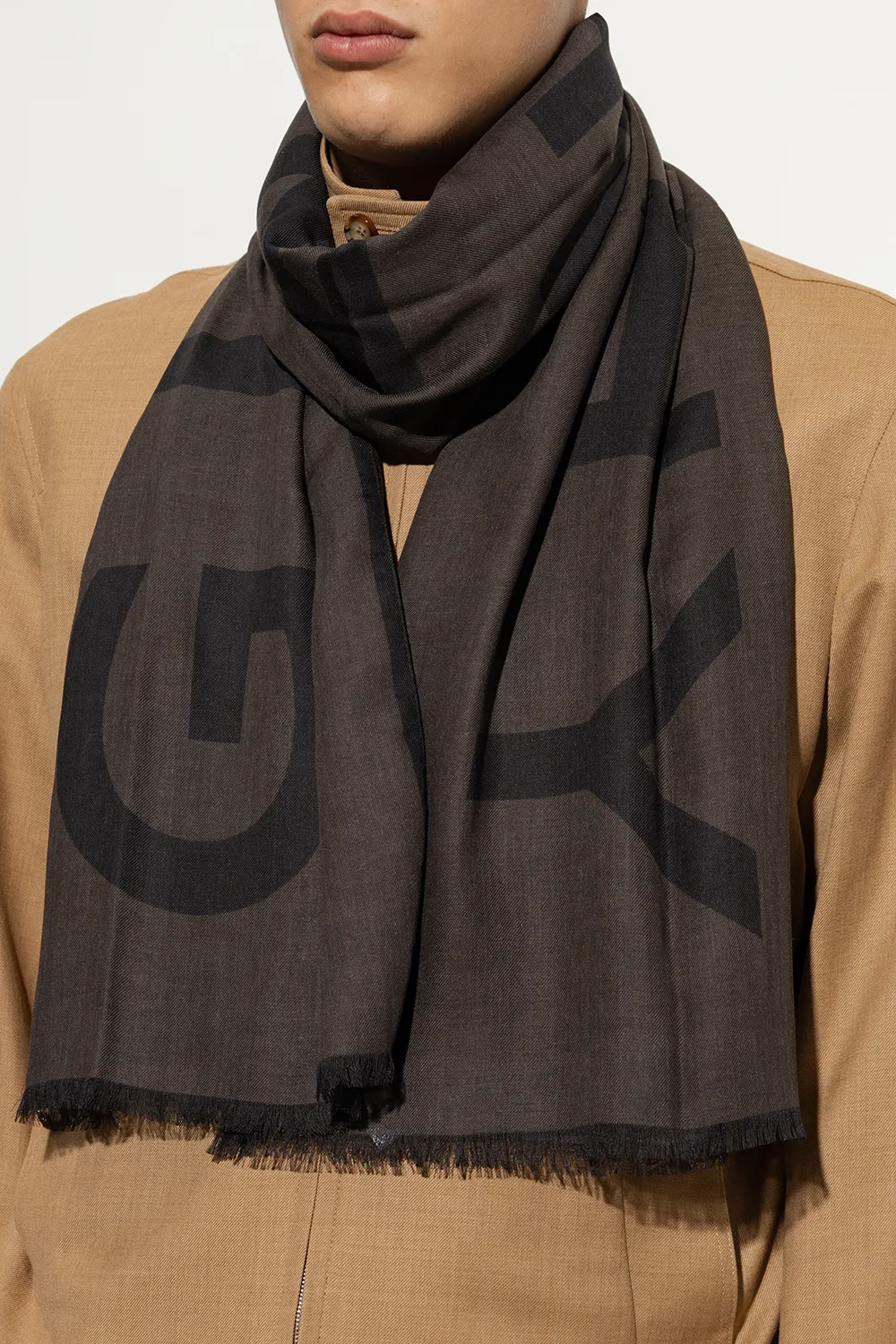 Logo-Print Modal-Cashmere Scarf