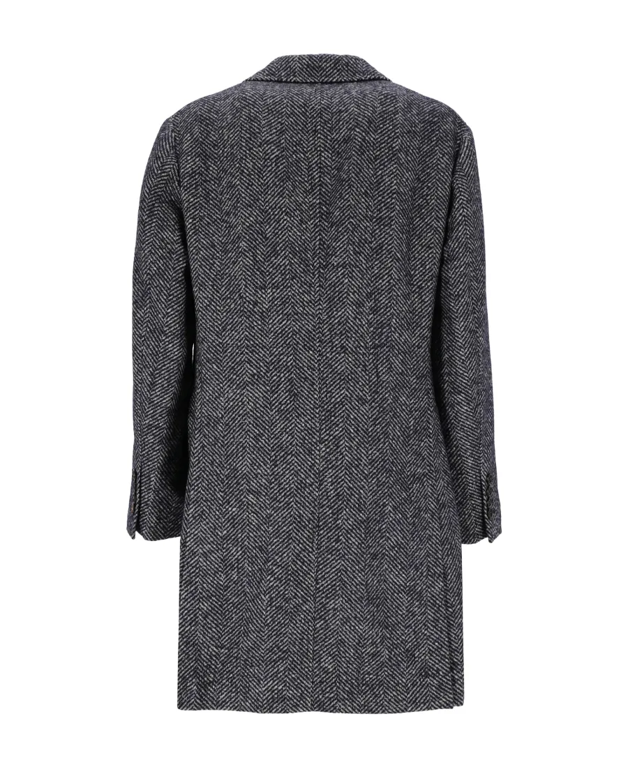 Herringbone-Pattern Midi Coat