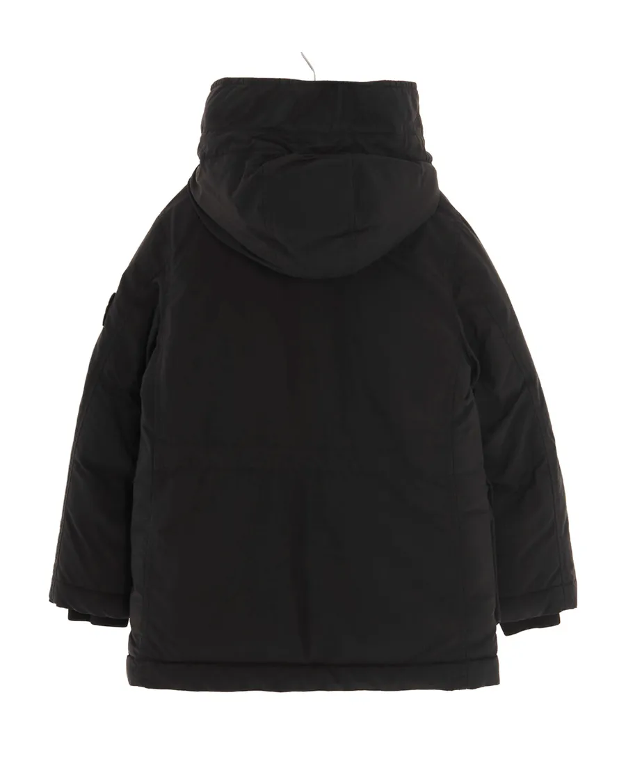 Logo-Patch Sleeve Hooded Coat