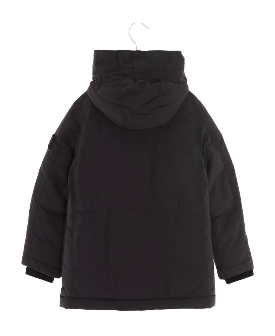Logo-Patch Sleeve Hooded Coat