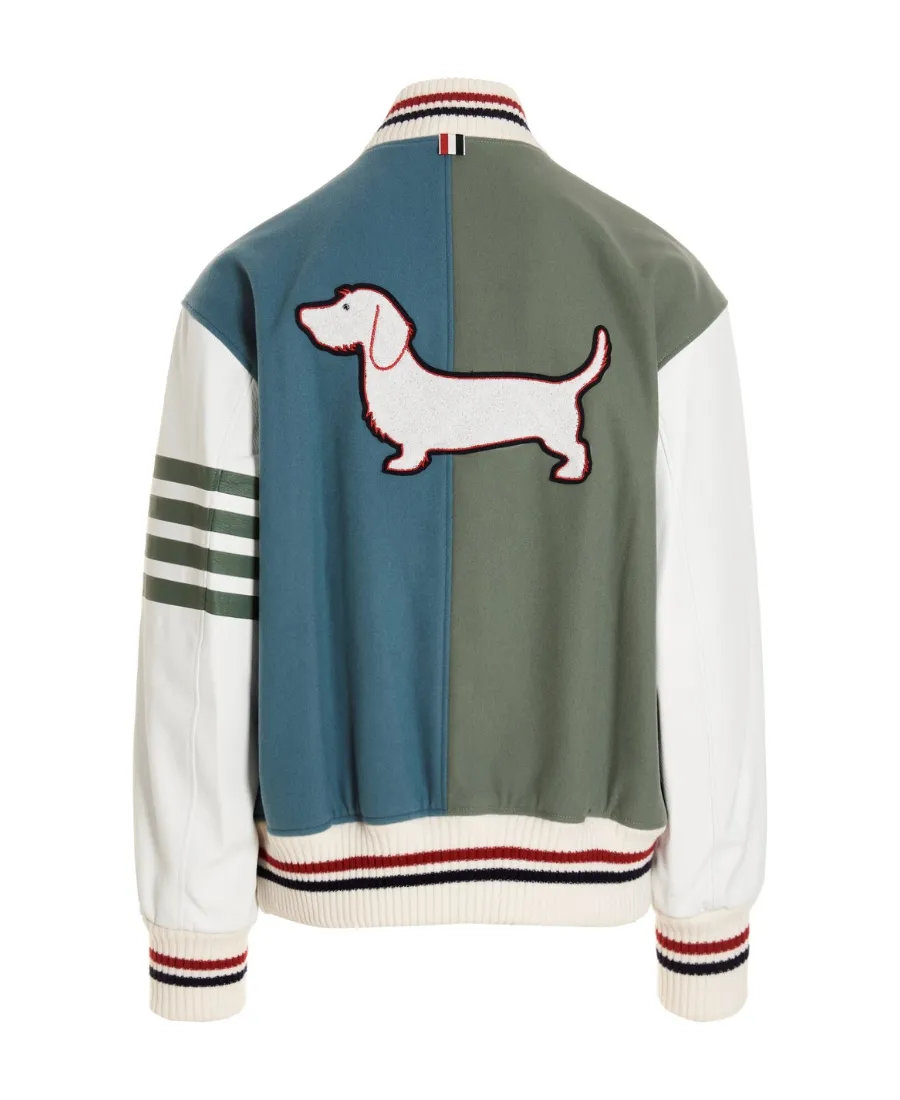 Colour-Block Wool Bomber Jacket