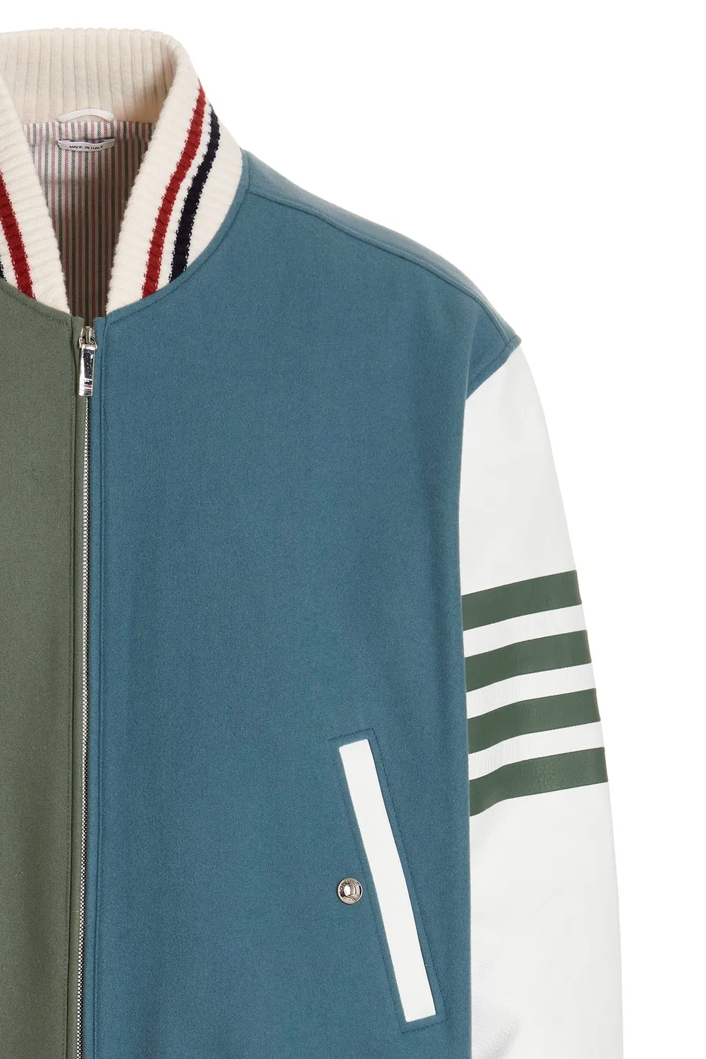 Colour-Block Wool Bomber Jacket