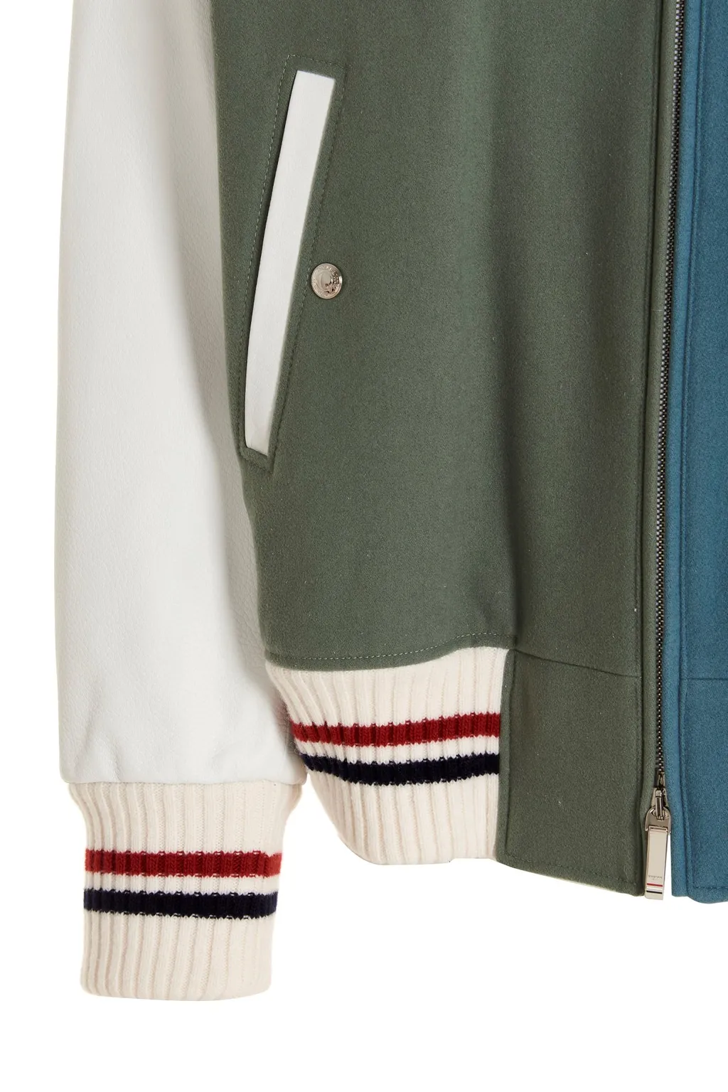 Colour-Block Wool Bomber Jacket