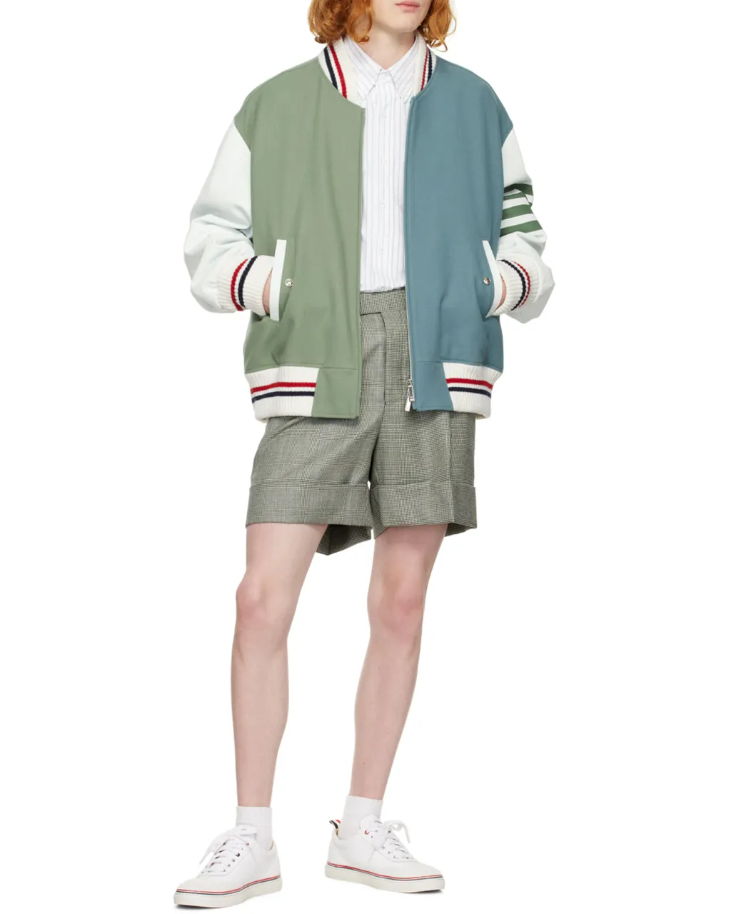 Colour-Block Wool Bomber Jacket