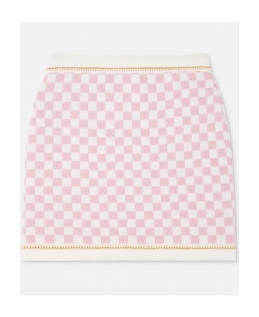 Check-Pattern Wool Skirt