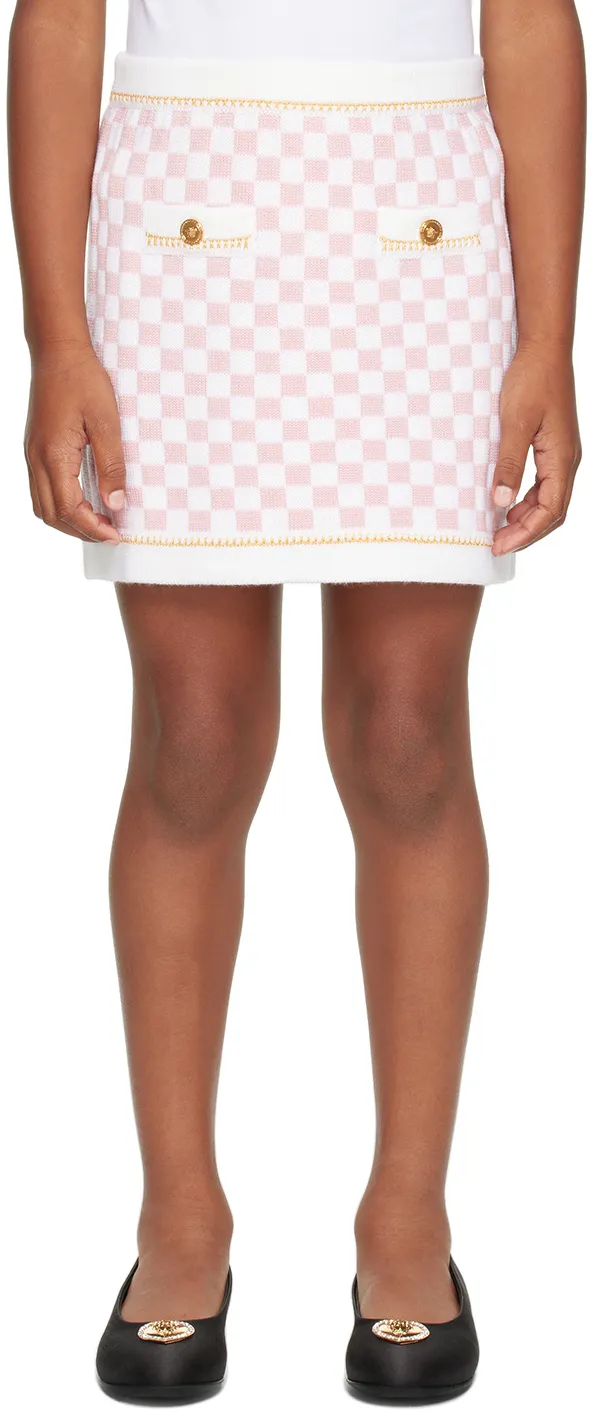 Check-Pattern Wool Skirt