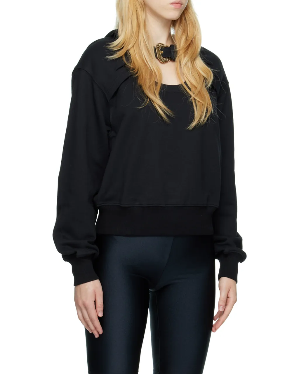 Buckle-Detail Cut-Out Hoodie