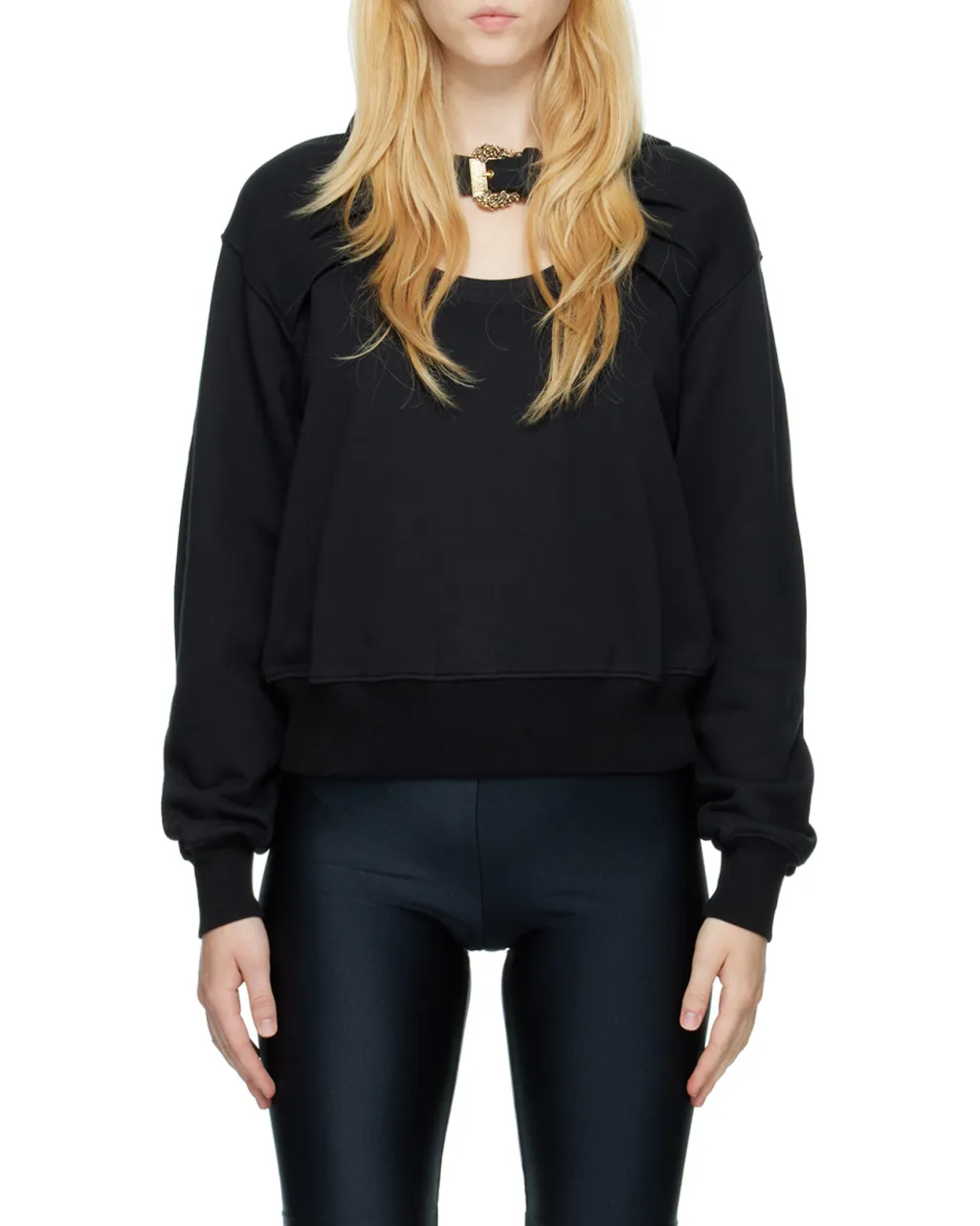 Buckle-Detail Cut-Out Hoodie