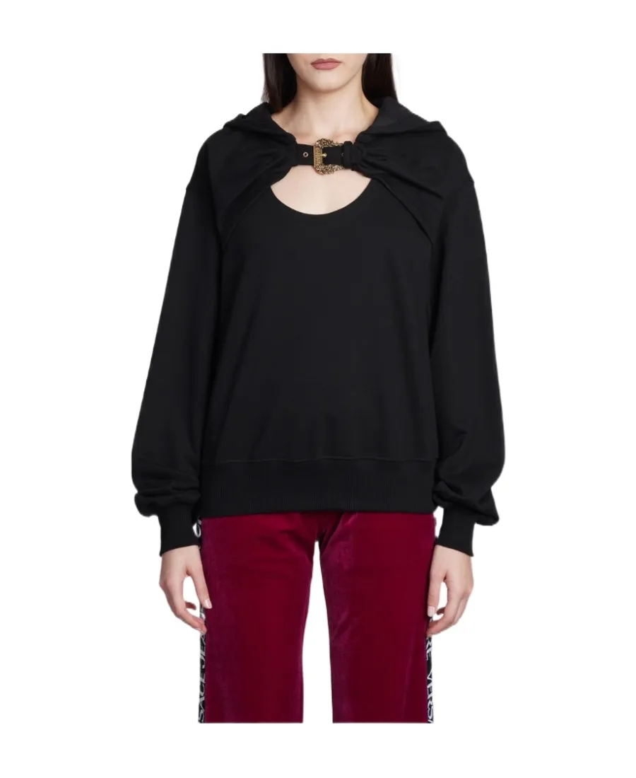 Buckle-Detail Cut-Out Hoodie