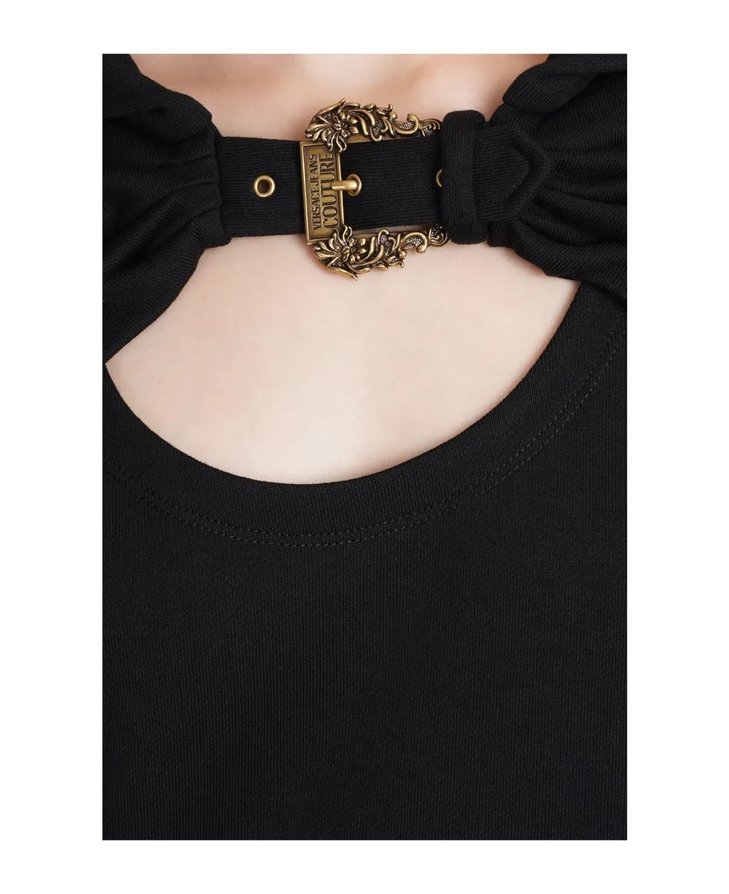 Buckle-Detail Cut-Out Hoodie
