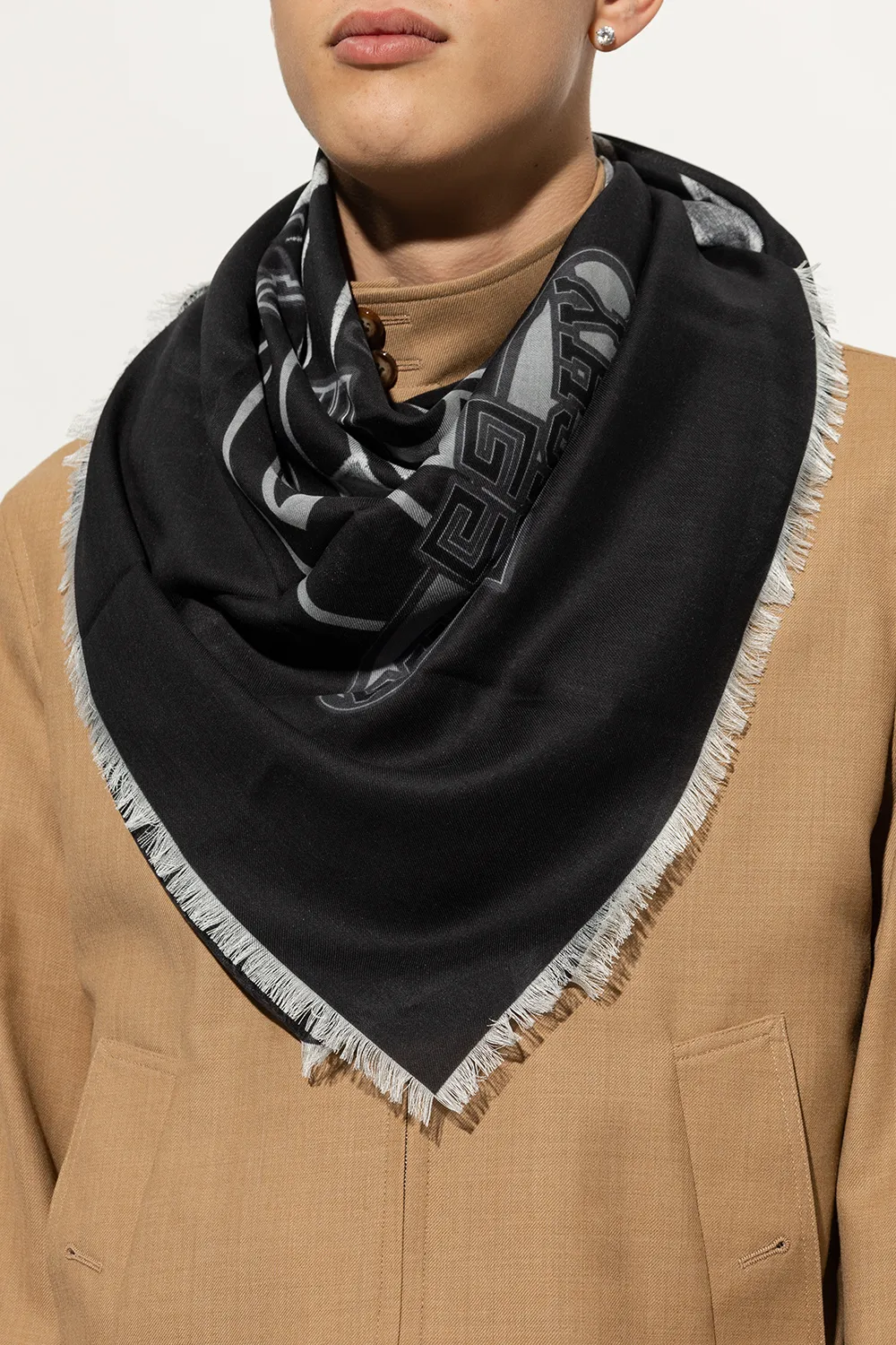 Logo-Print Modal-Cashmere Scarf