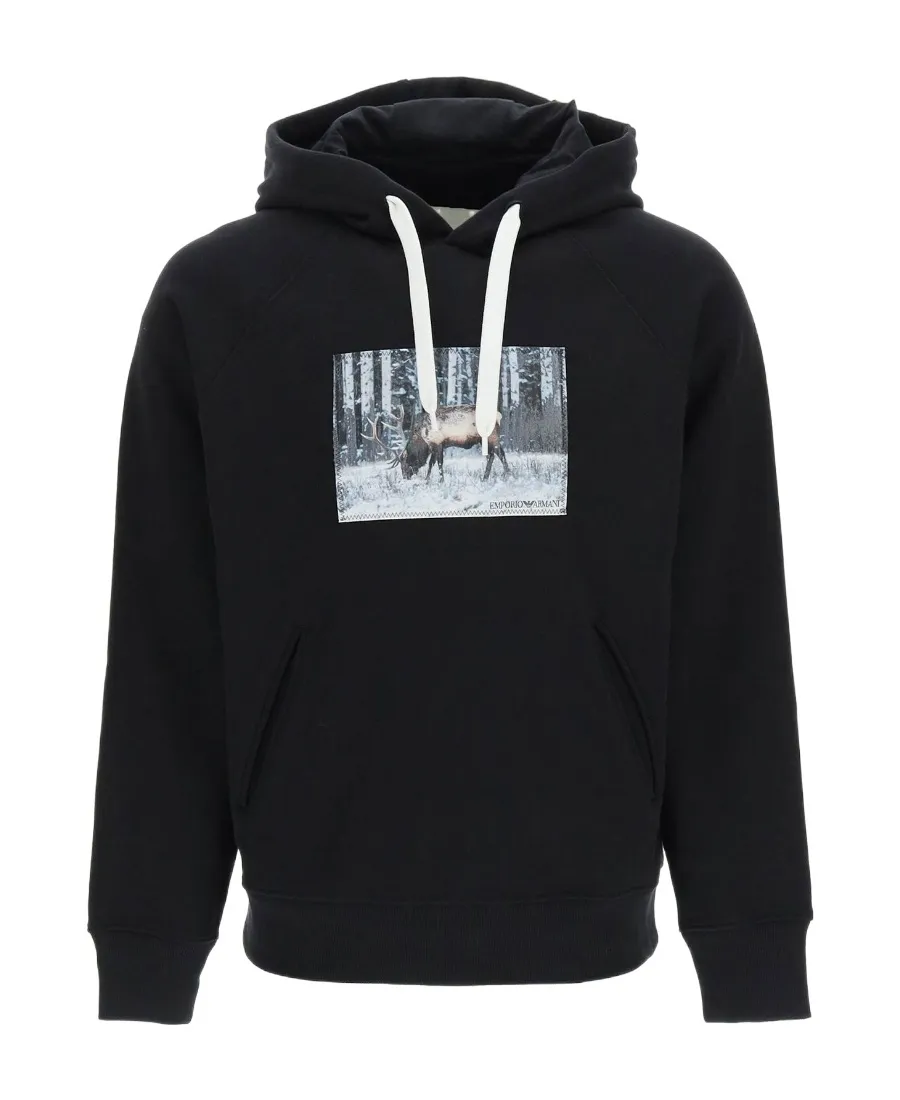 Photograph-Print Cotton Hoodie