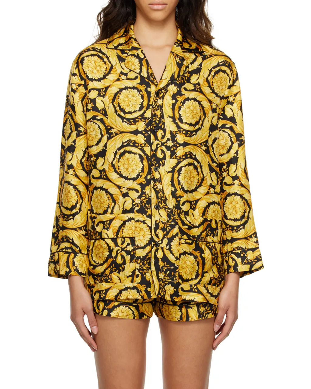 Versace Baroque Pattern Long Sleeved Pajama Top