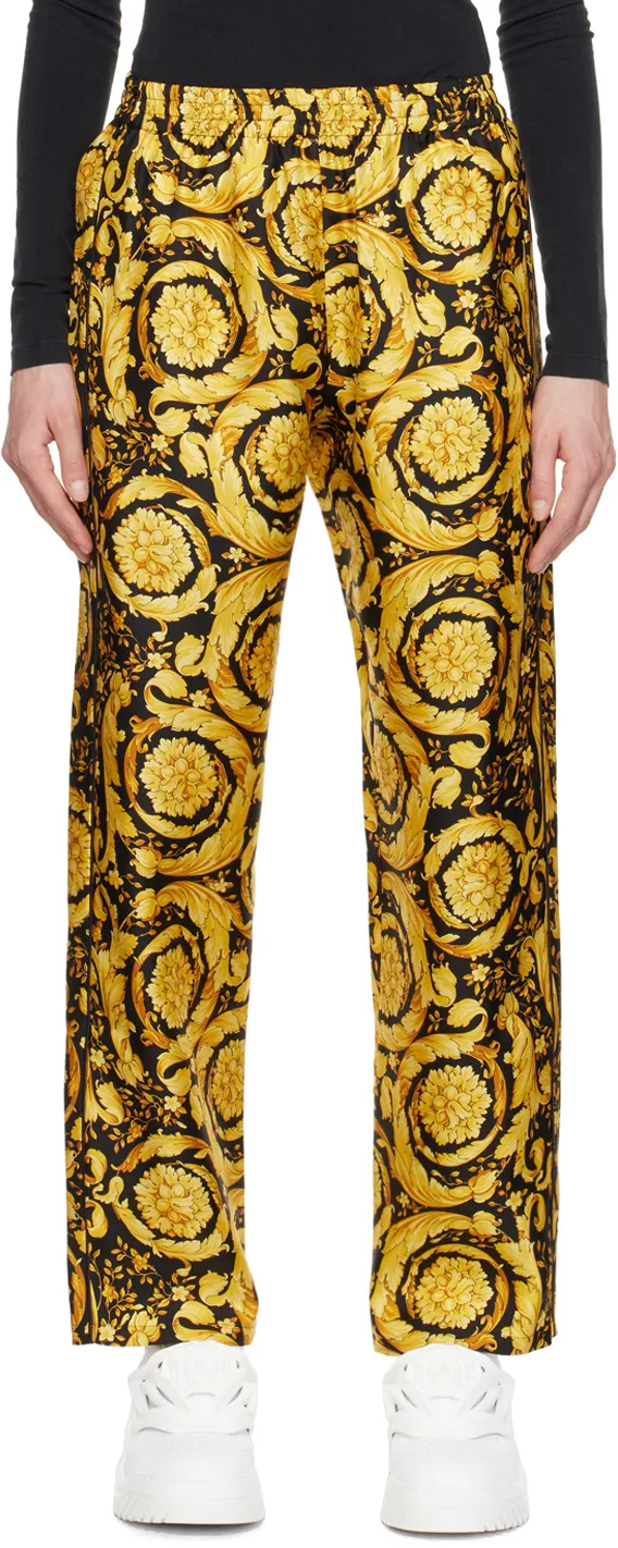 Versace Baroque Pattern Straight Leg Pajama Pants