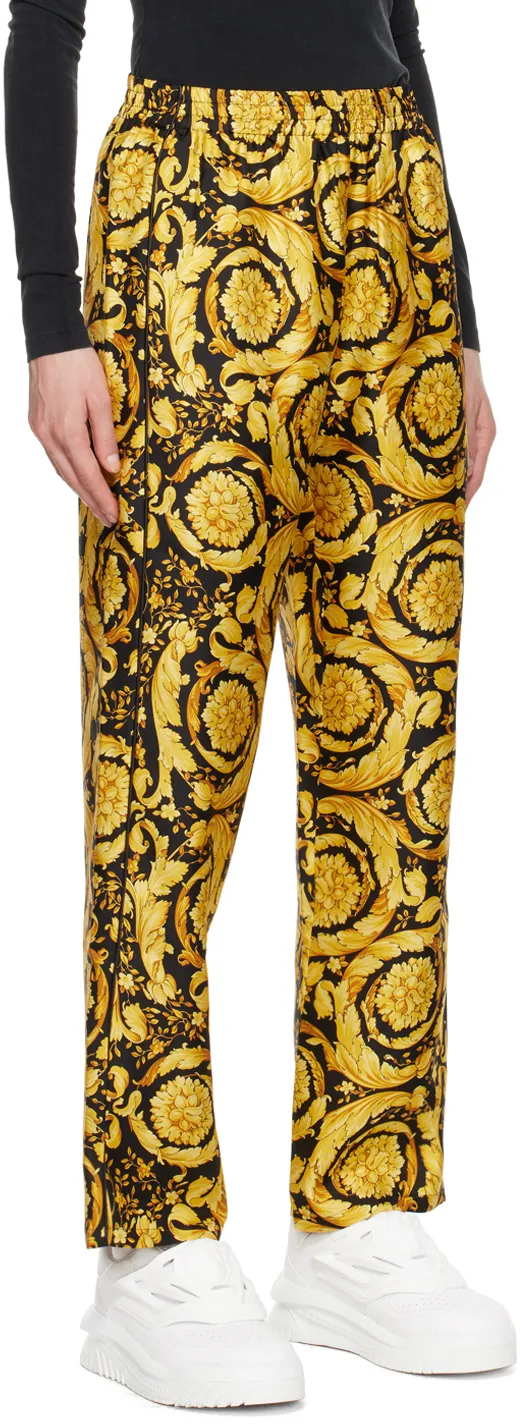 Versace Baroque Pattern Straight Leg Pajama Pants