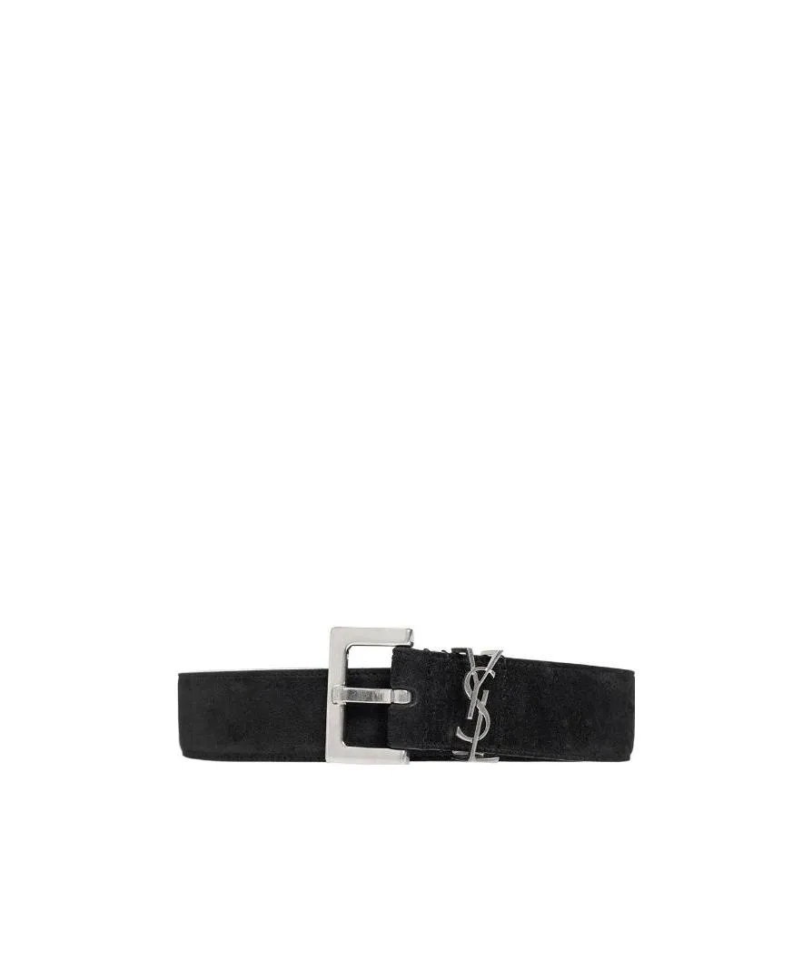 Saint Laurent Logo Plaque Buckled Belt