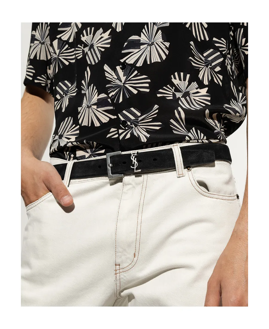 Saint Laurent Logo Plaque Buckled Belt