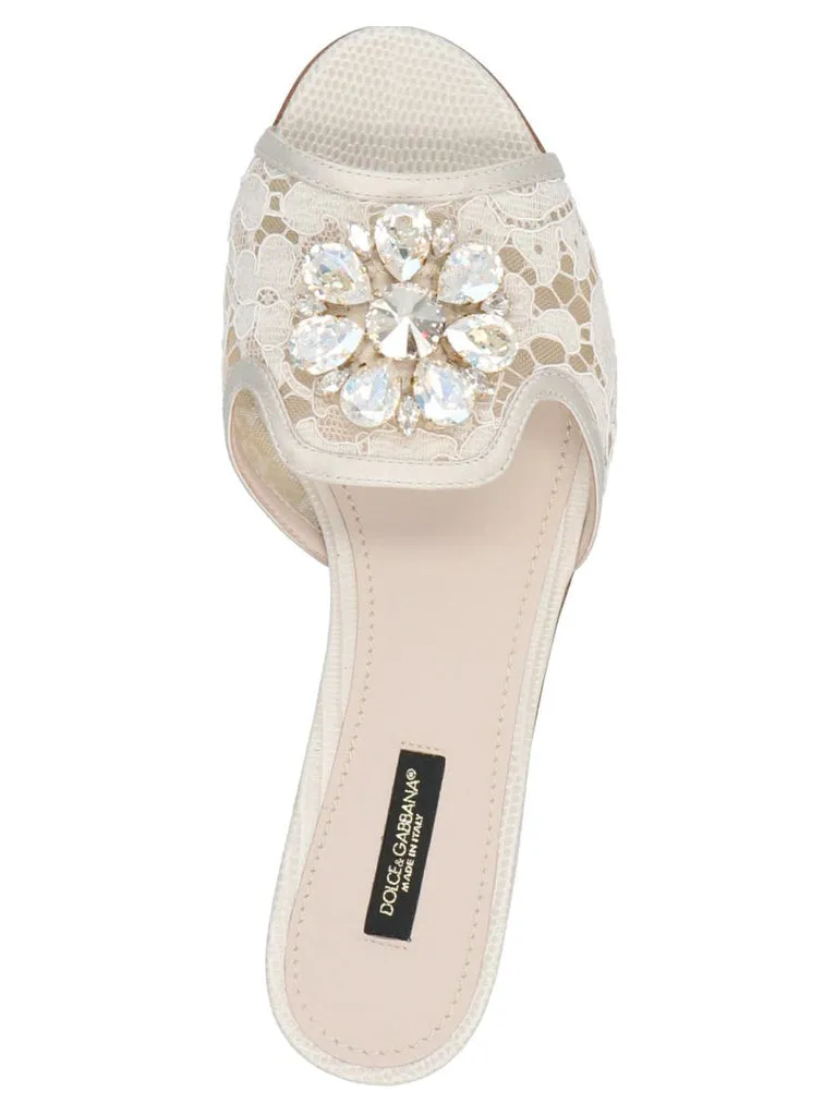 Dolce & Gabbana Bianca Lace Detailed Sandals
