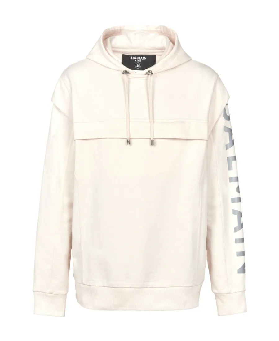 Cotton Printed Balmain Logo Hoodie