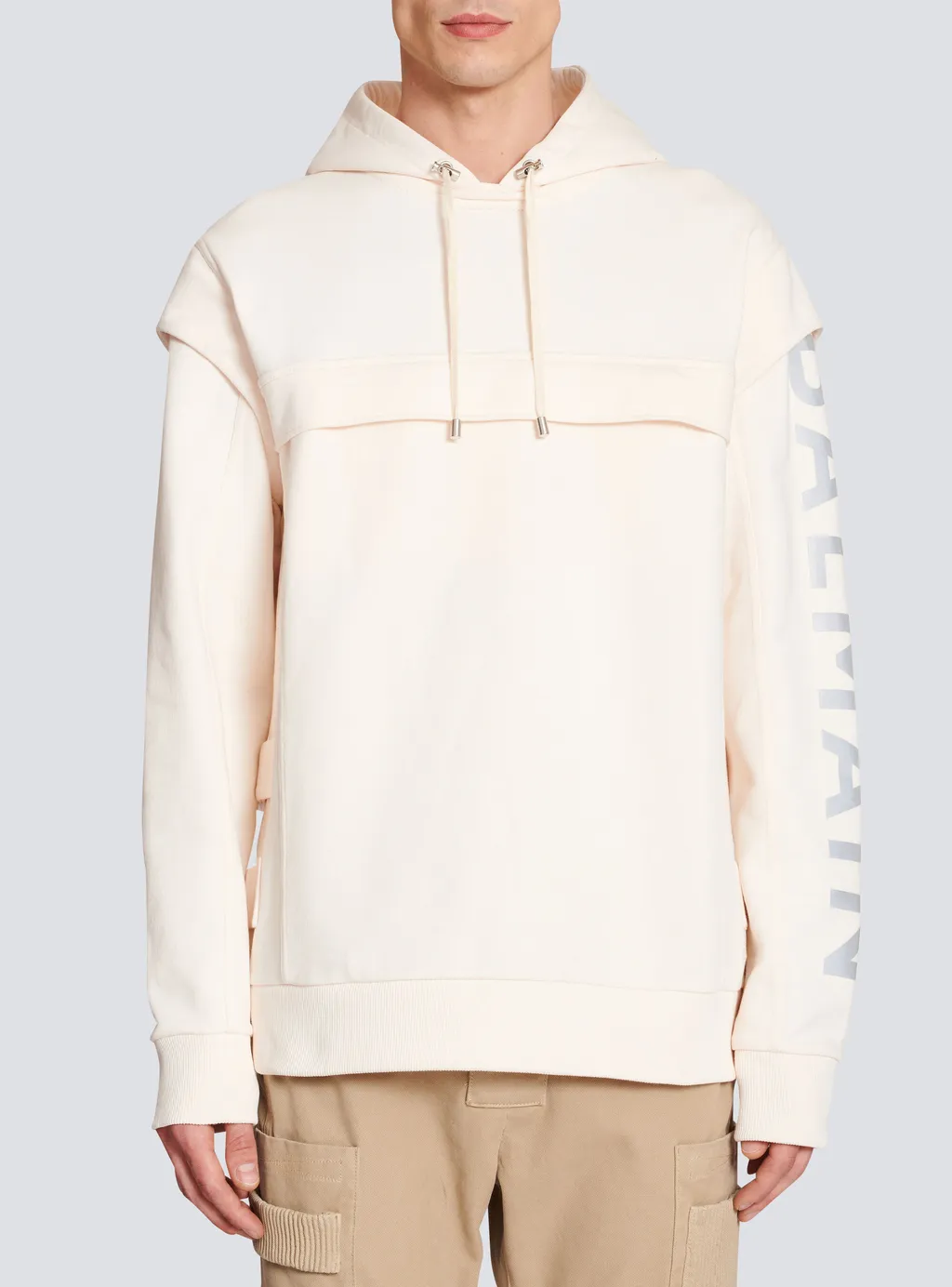 Cotton Printed Balmain Logo Hoodie
