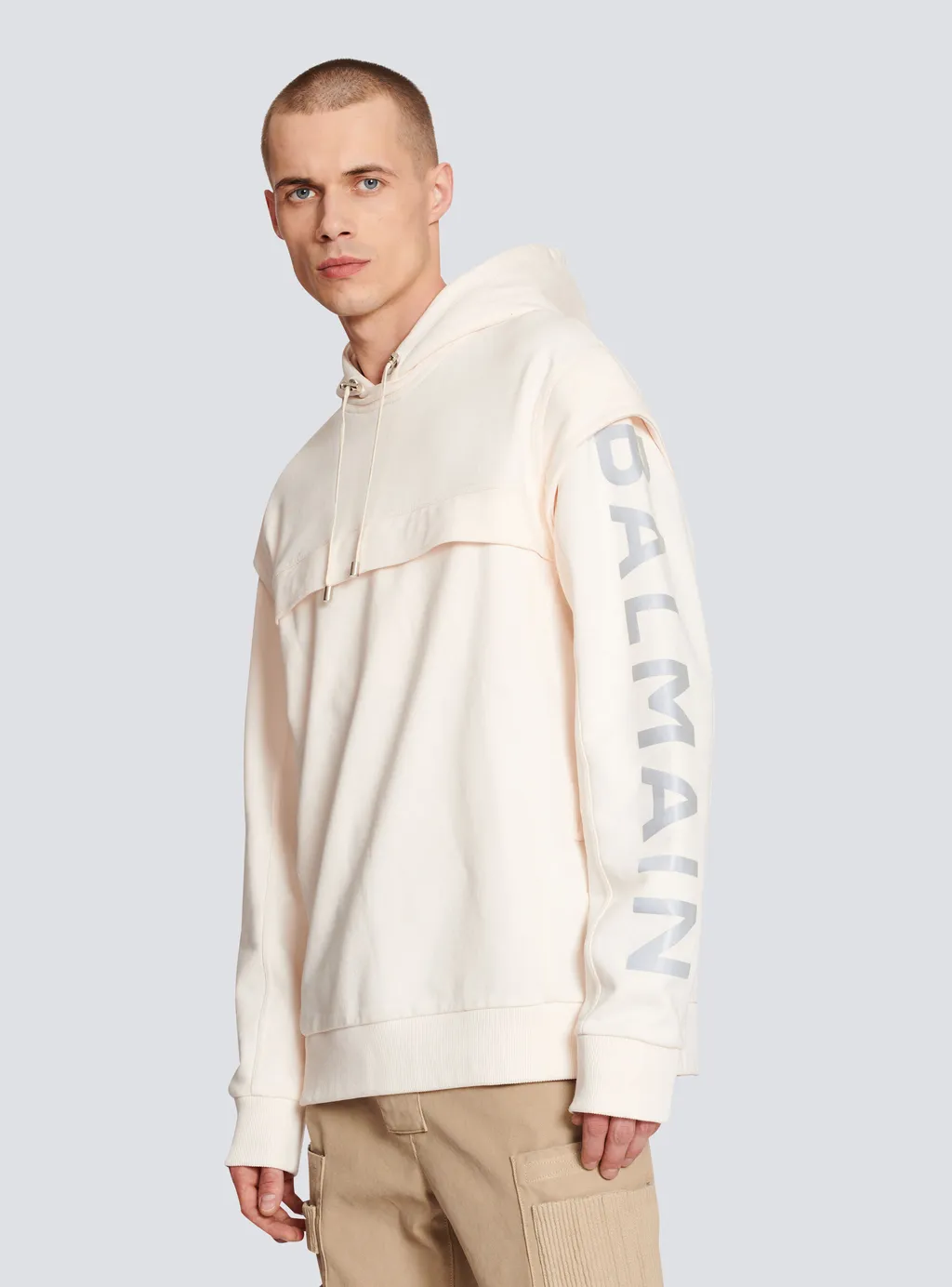 Cotton Printed Balmain Logo Hoodie