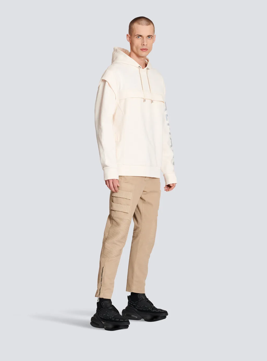 Cotton Printed Balmain Logo Hoodie